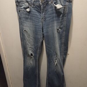 Seven7 Women's Boot Cut Jeans in Distressed Blue